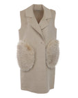 Gilet beige 2 poches fourrure