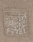 Pull Interdee taupe poche ornée de séquins