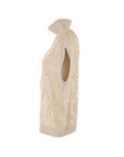 Gilet Interdee col cheminée beige séquins
