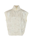 Gilet Interdee col cheminée écru séquins