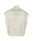 Gilet Interdee col cheminée écru séquins