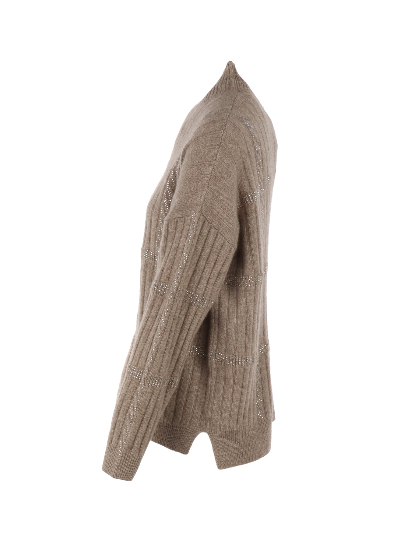 Pull Interdee maille torsadée taupe/ strass