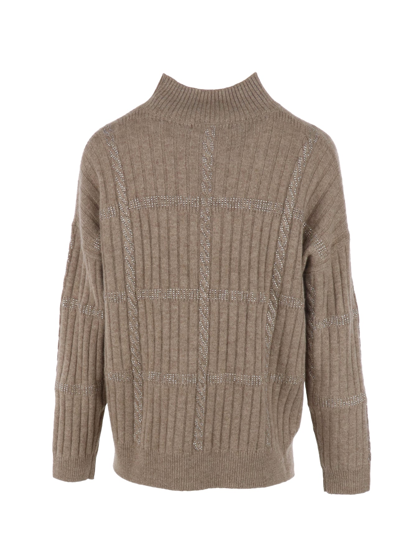 Pull Interdee maille torsadée taupe/ strass