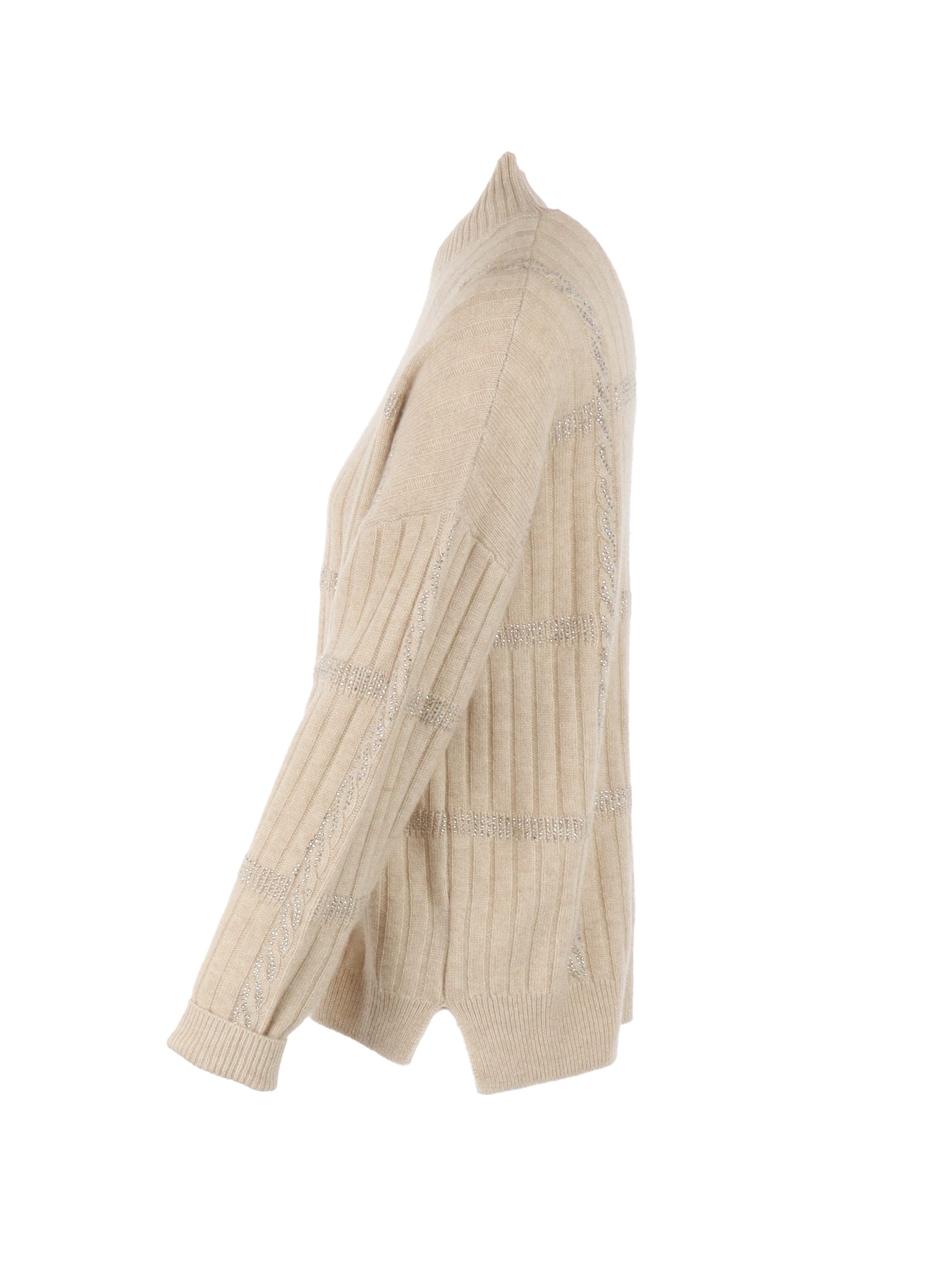 Pull Interdee maille torsadée beige/ strass