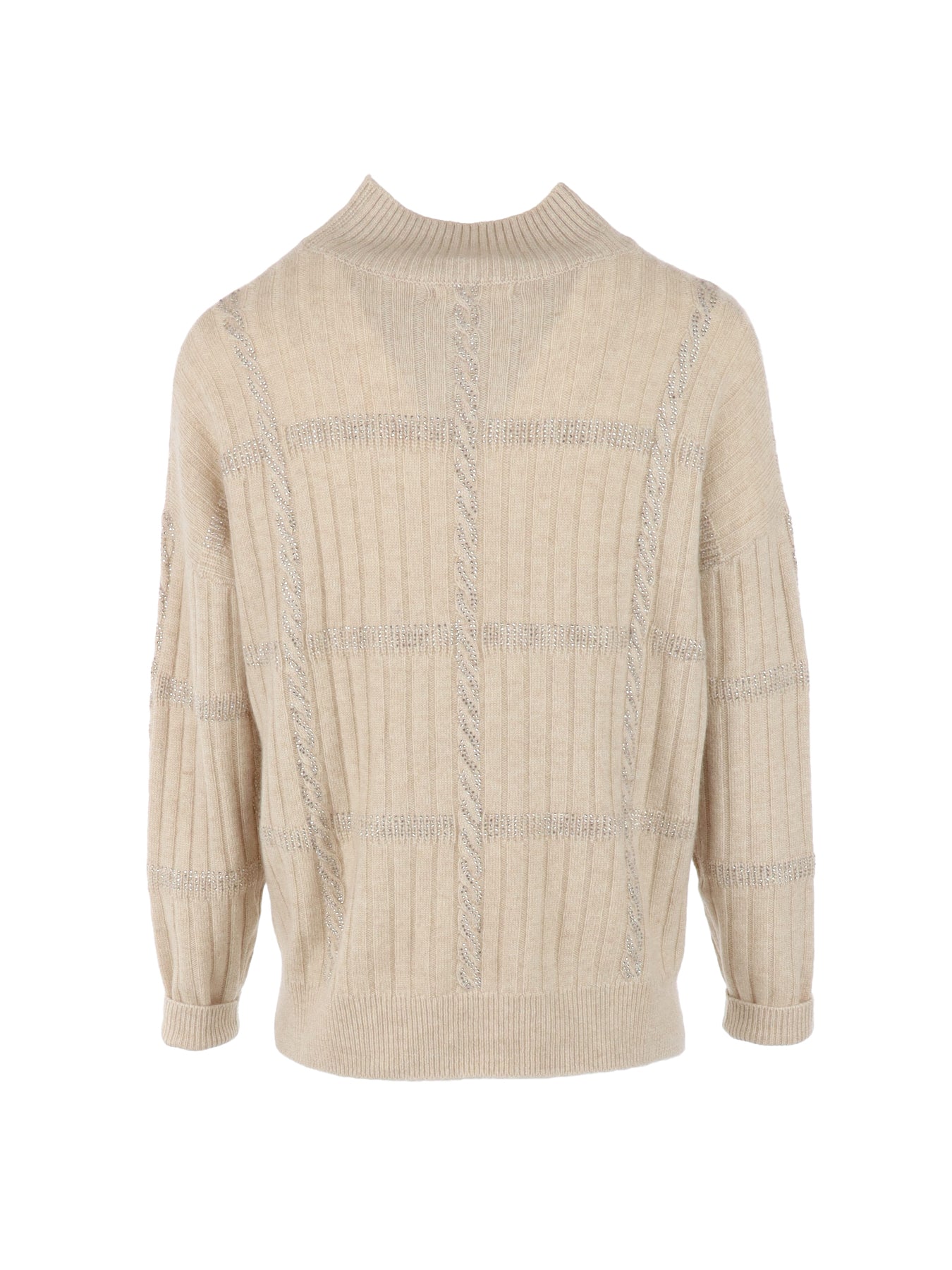 Pull Interdee maille torsadée beige/ strass