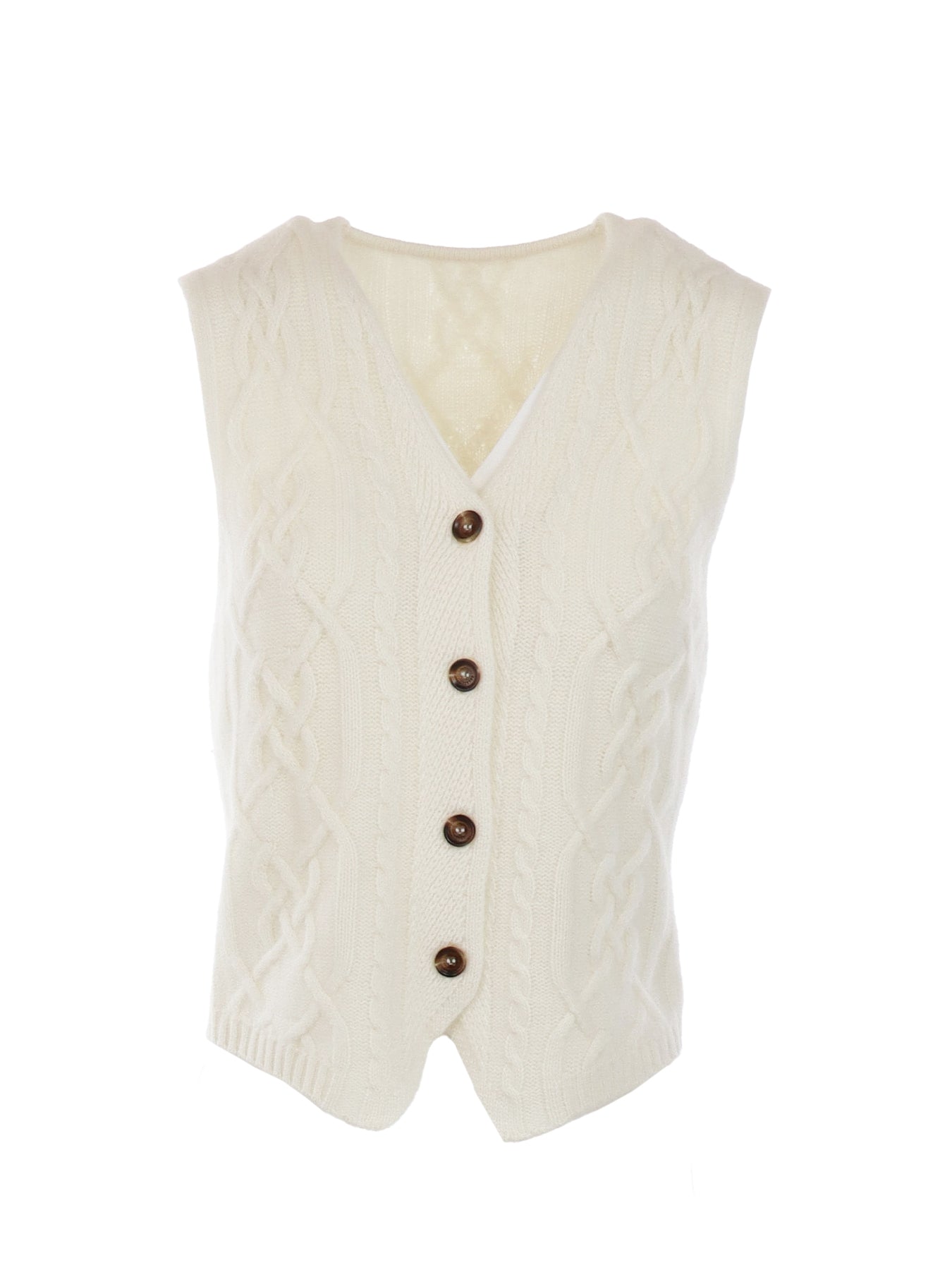 Gilet Interdee torsadé écru