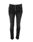 Jeans denim brut noir boutons strass PdJ