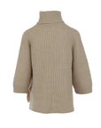 Pull col roulé beige Interdee martingale cuir