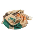 Echarpe chevaux vert-orange-beige