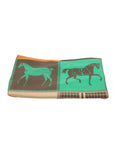 Echarpe chevaux vert-orange-marron