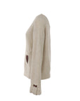 Pull col V poches basses COEURS beige