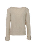 Pull col V poches basses COEURS beige