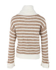 Pull col roulé rayures COEUR poches/ écru camel