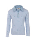 Pull PETITS COEURS bleu ciel col chemisier