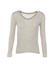Pull fin beige sable liserai doré
