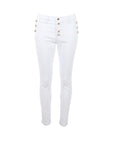 Jeans skinny blanc boutons dorés