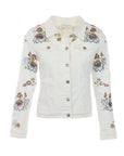 Veste coton blanc séquins fleurs
