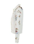 Veste coton blanc séquins fleurs