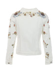 Veste coton blanc séquins fleurs