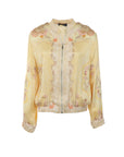 Veste Bomber fluide imprimé floral jaune miel