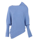 Pullover Asymmetrischer Kragen Azurblau