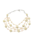 Collier court 4 rangs perles beige