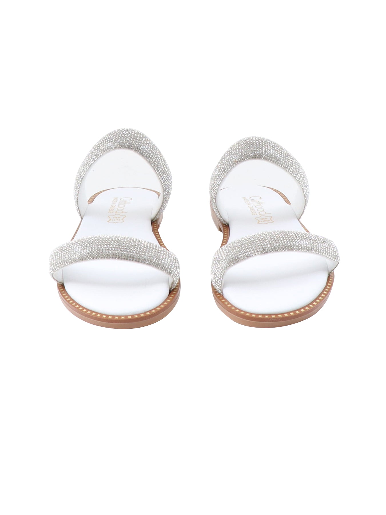 Nu-pied cuir blanc strass