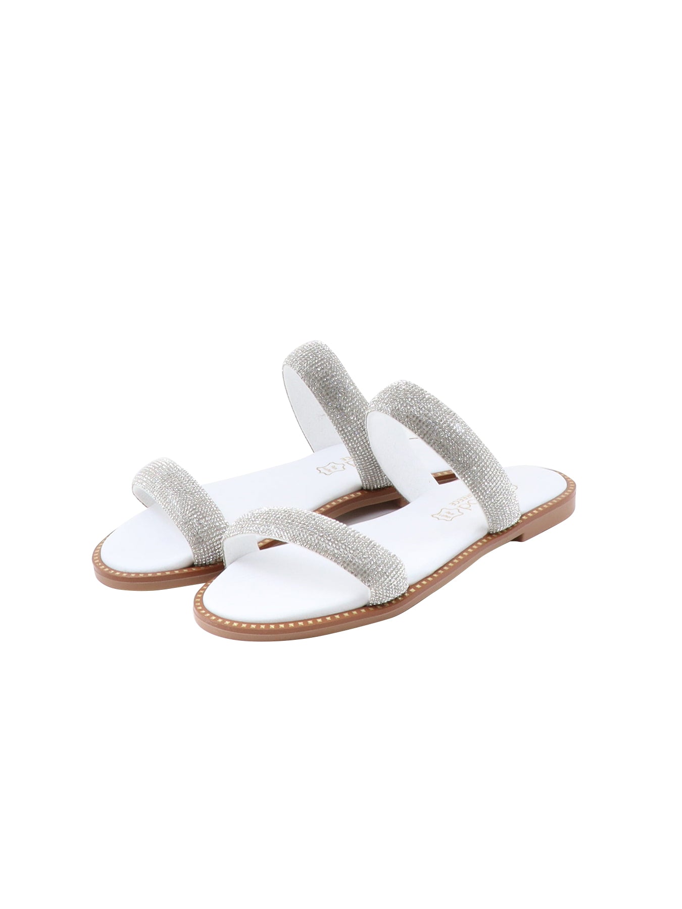 Nu-pied cuir blanc strass