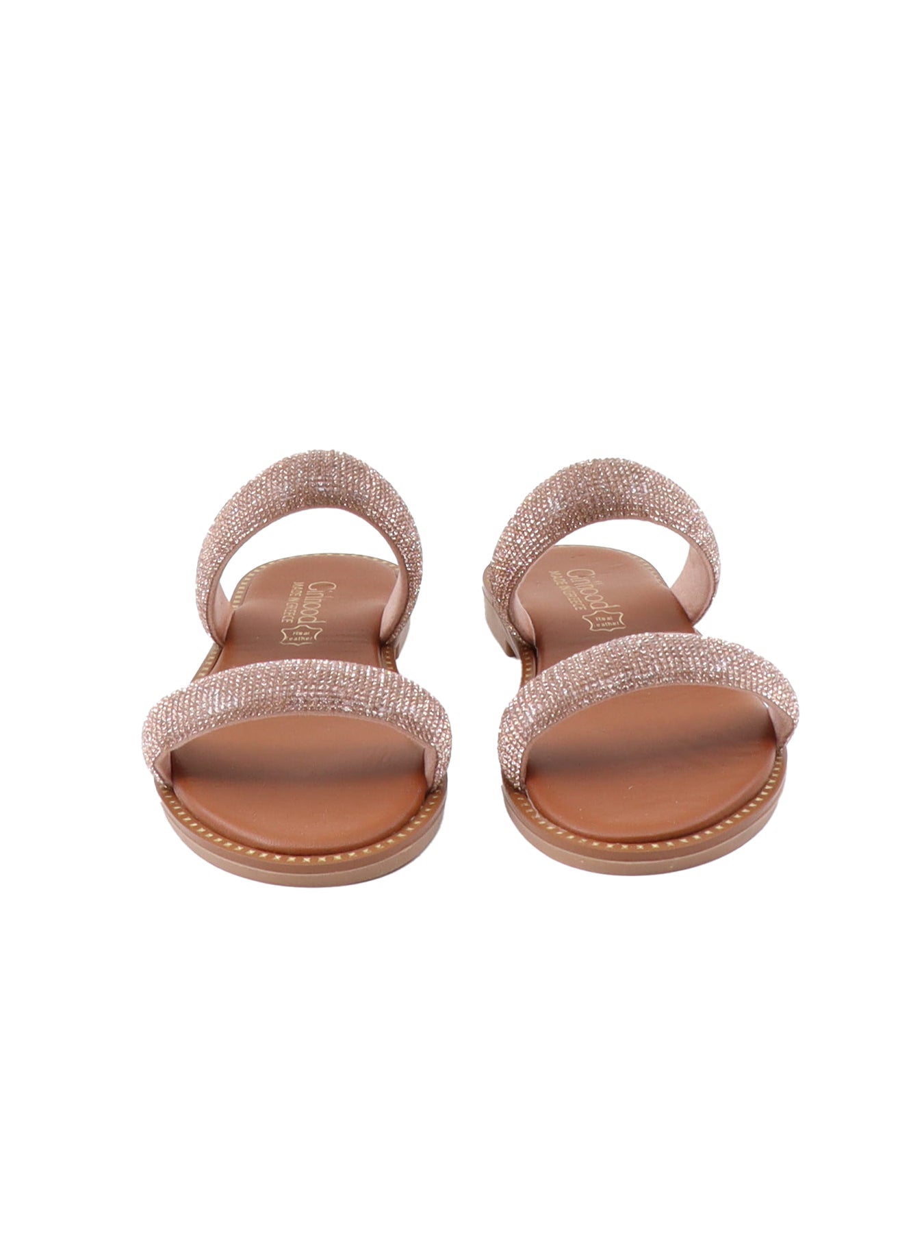 Nu-pied cuir bronze strass