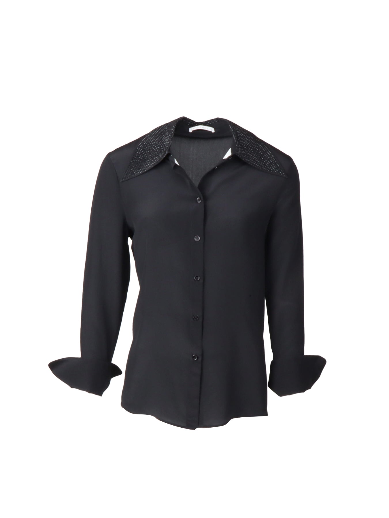 Schwarze Bluse mit Strasskragen von Interdee