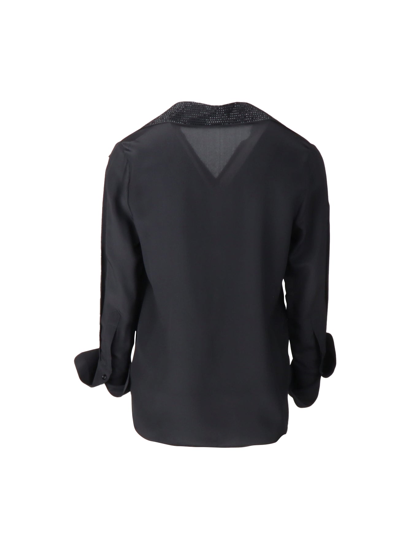 Schwarze Bluse mit Strasskragen von Interdee