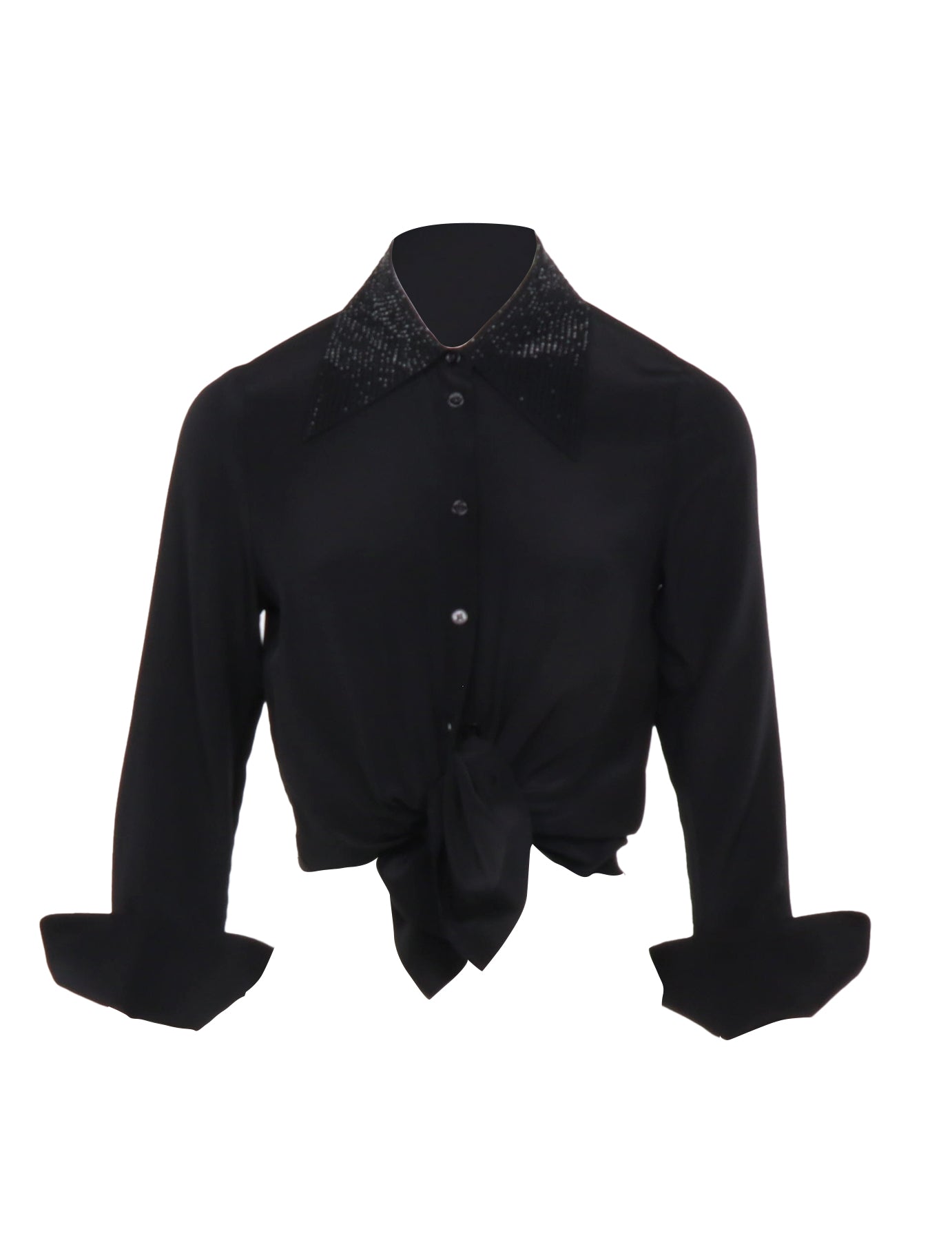 Schwarze Bluse mit Strasskragen von Interdee