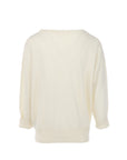 Interdee ecrufarbener Kaschmirpullover mit V-Ausschnitt, mittellang