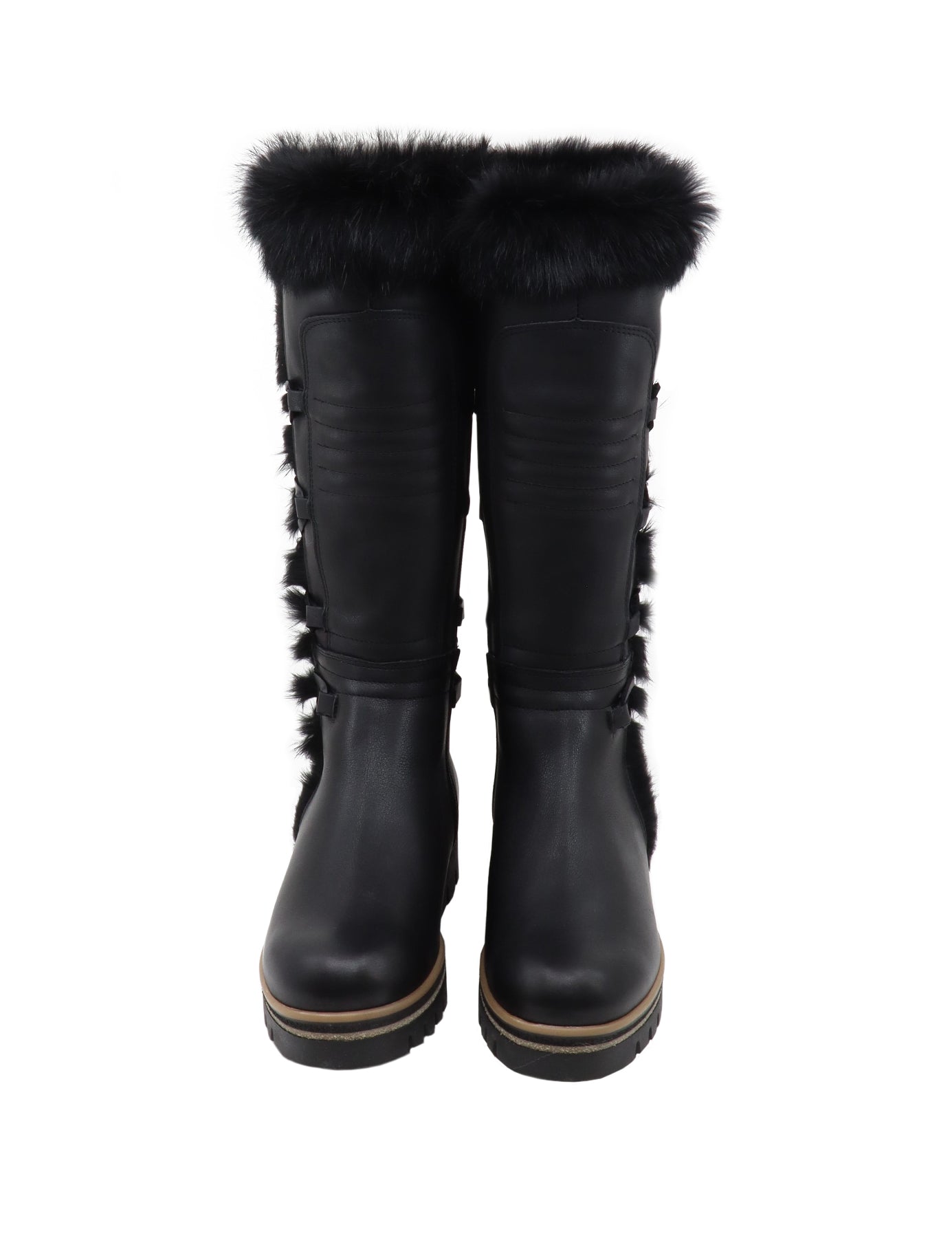 Bottes en cuir noir à lacets La Thuile