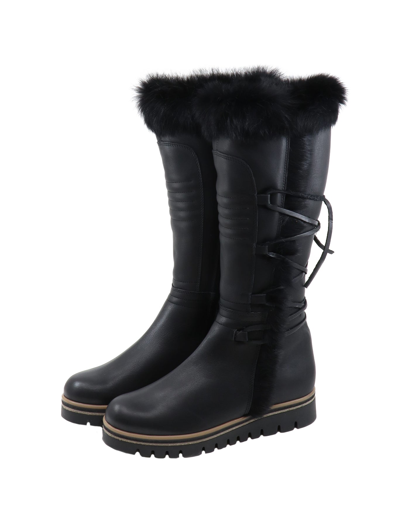 Bottes en cuir noir à lacets La Thuile
