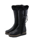 Bottes en cuir noir à lacets La Thuile
