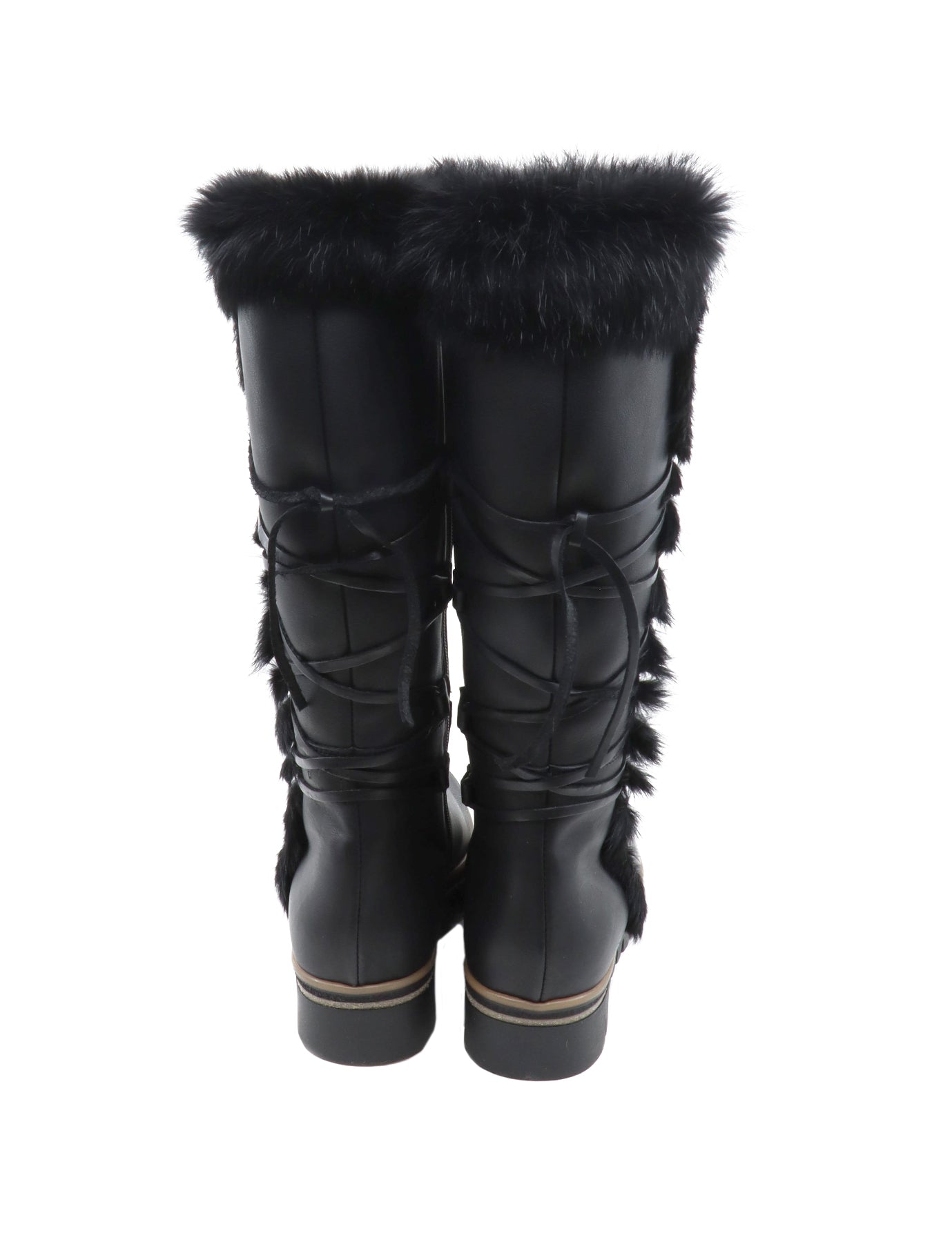 Bottes en cuir noir à lacets La Thuile