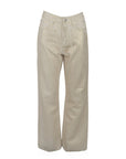 Ecrufarbene, metallische Jeans mit hoher Taille