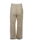 Ecrufarbene, metallische Jeans mit hoher Taille