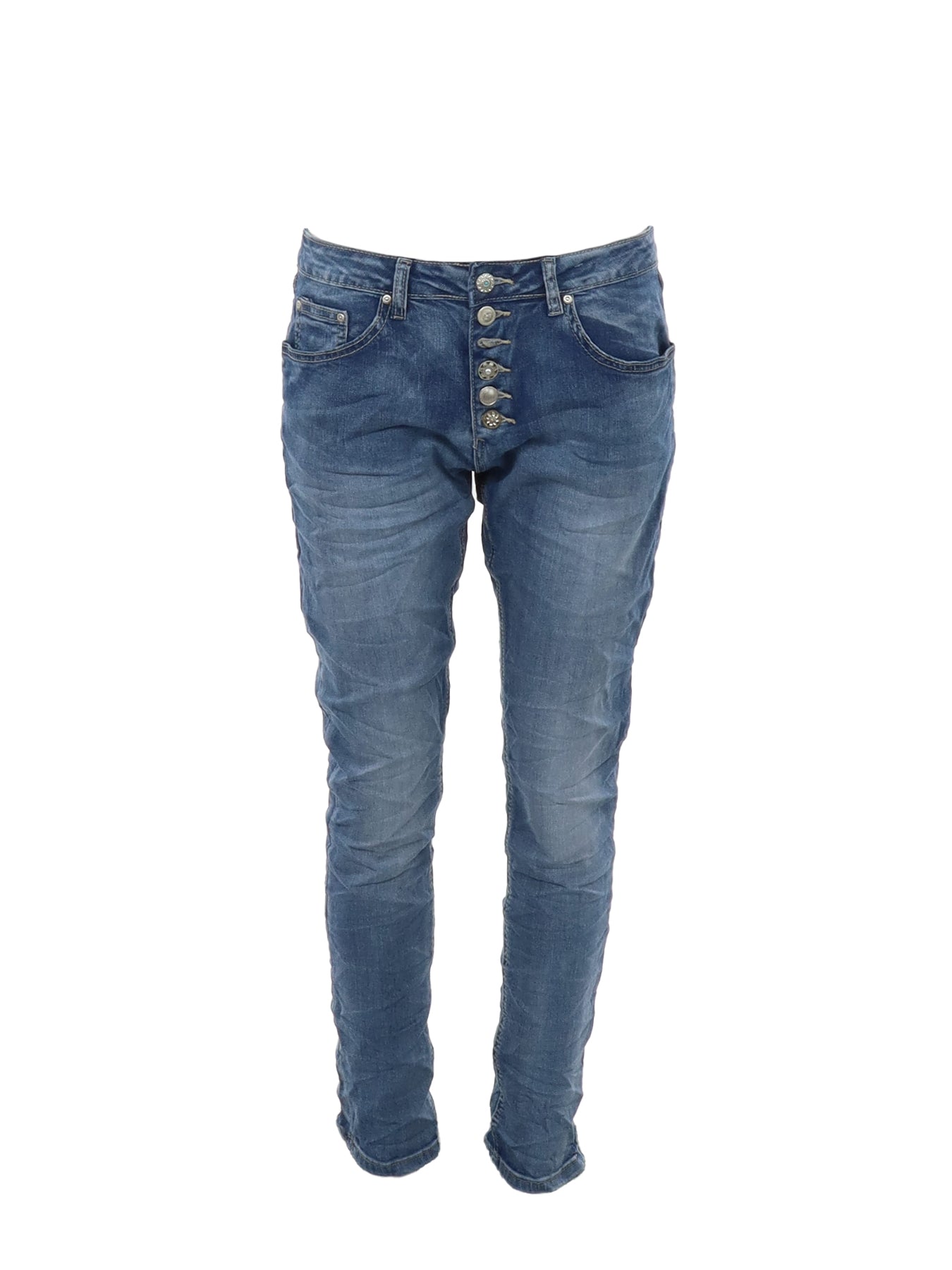PdJ – Denim-Jeans mit Strassknöpfen
