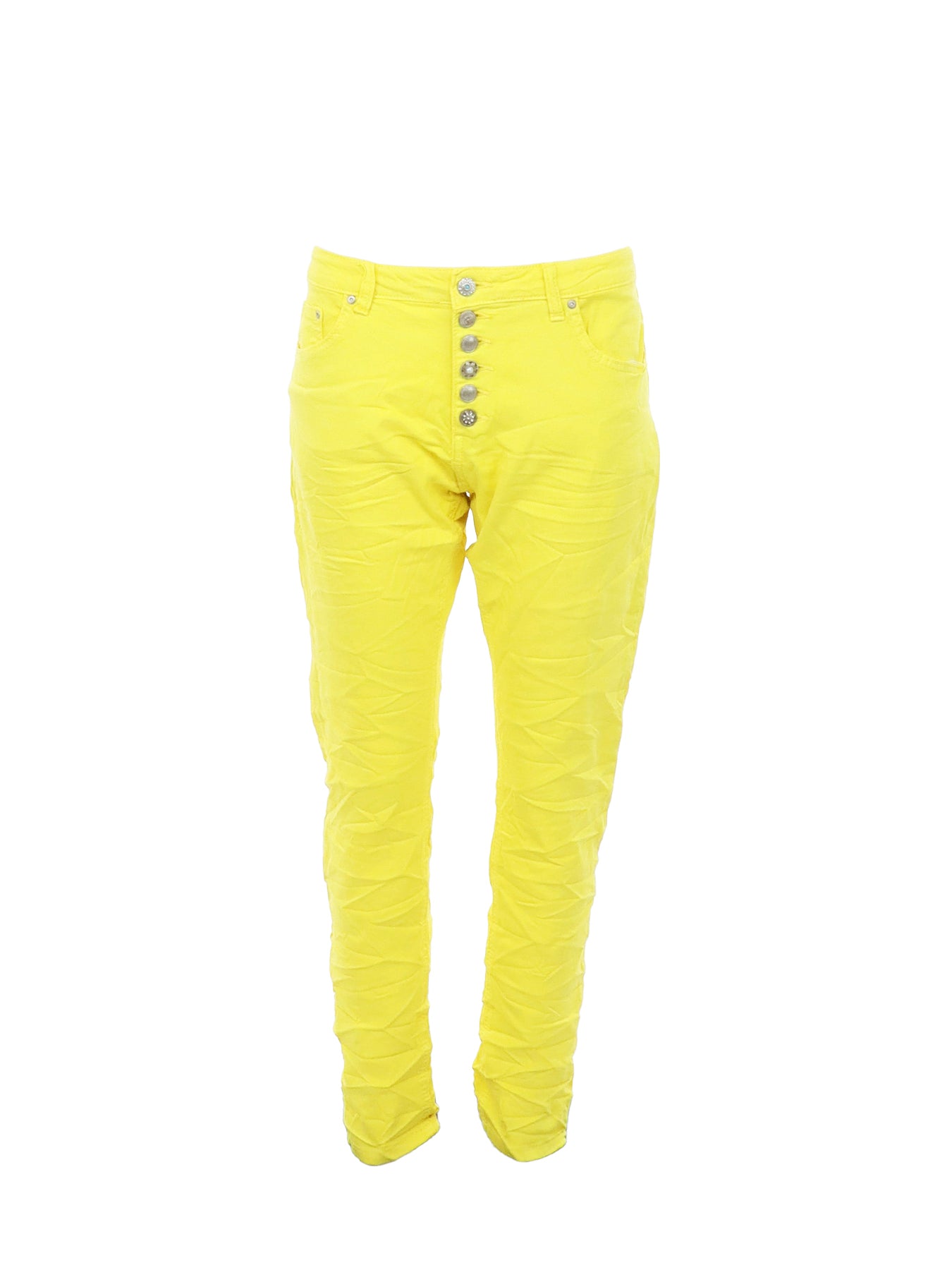 PdJ – Gelbe Jeans mit Strassknöpfen