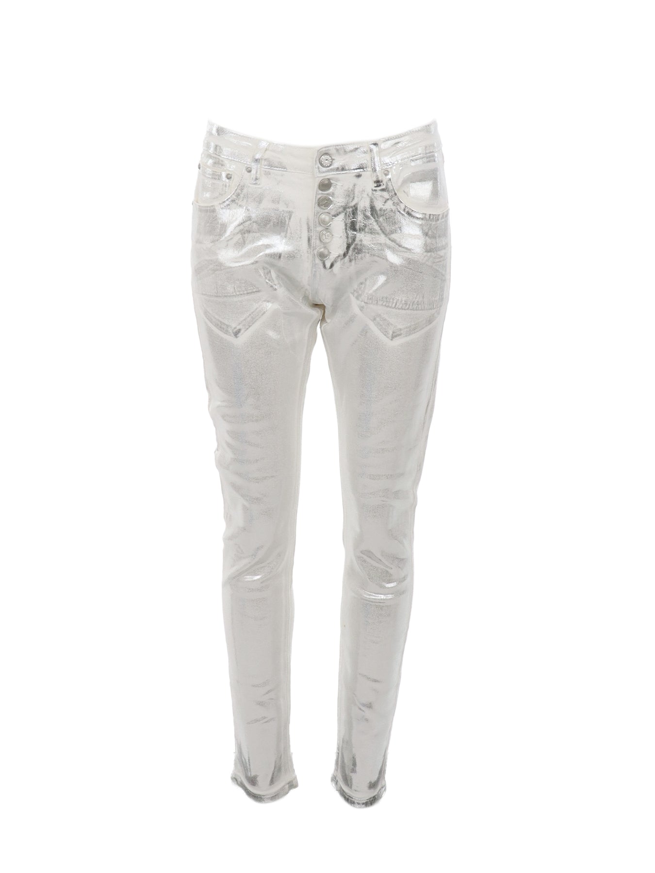 PdJ Silberne Lamé-Weißjeans