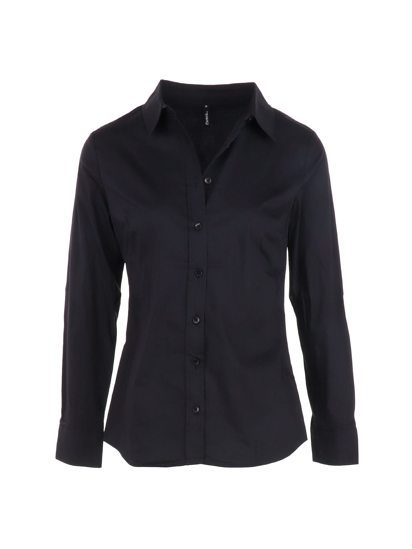 Exetera – Schwarze, taillierte Bluse