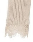 Pull beige col V dentelle