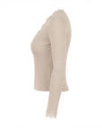 Pull beige col V dentelle