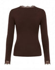 Pull coffee col V dentelle