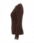 Pull coffee col V dentelle