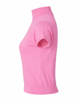 Thin pink crew neck sweater with short sleeves