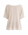 Pull ajouré manches courtes taupe