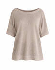 Pull ajouré manches courtes taupe